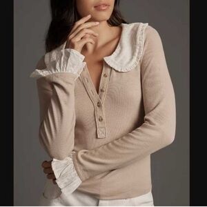 Anthropologie Pilcro Longsleeve Beige Blouse with